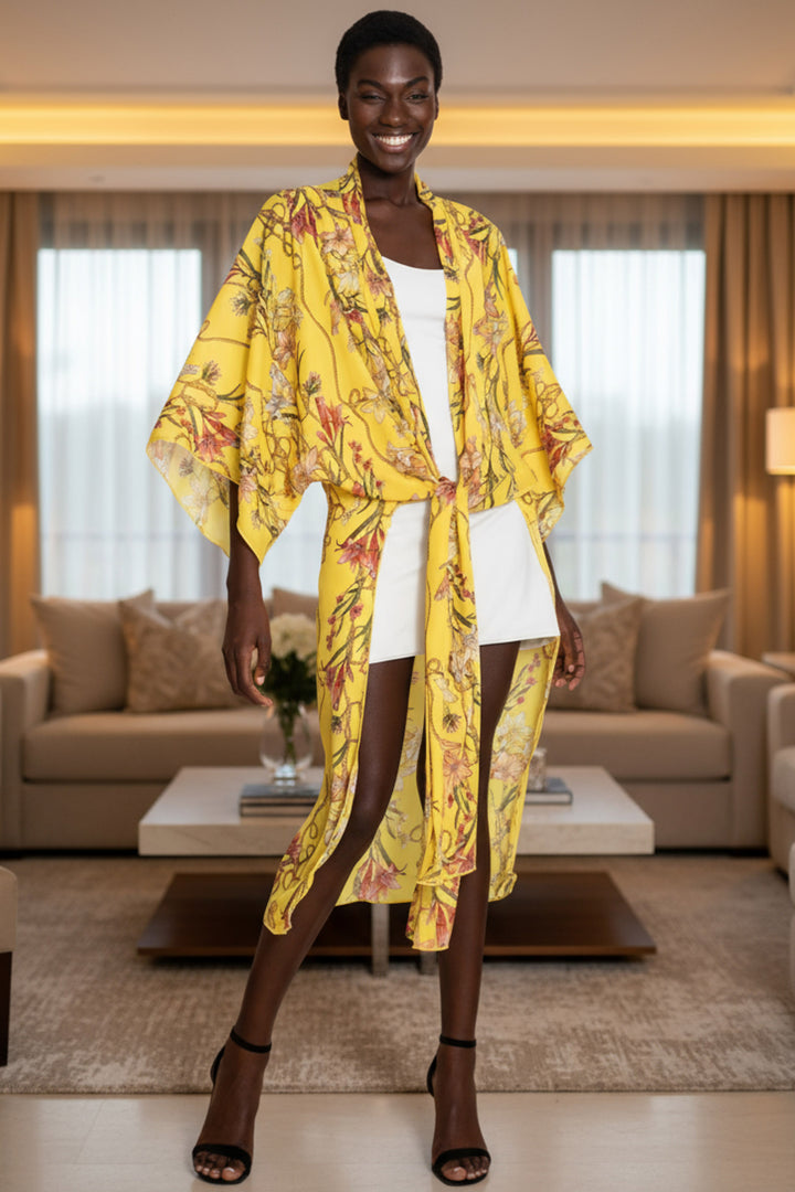 Nena Golden Lily Sheer Midi Duster | Julian Chang