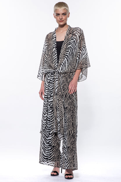 Nena Animal Print Sheer Midi Duster