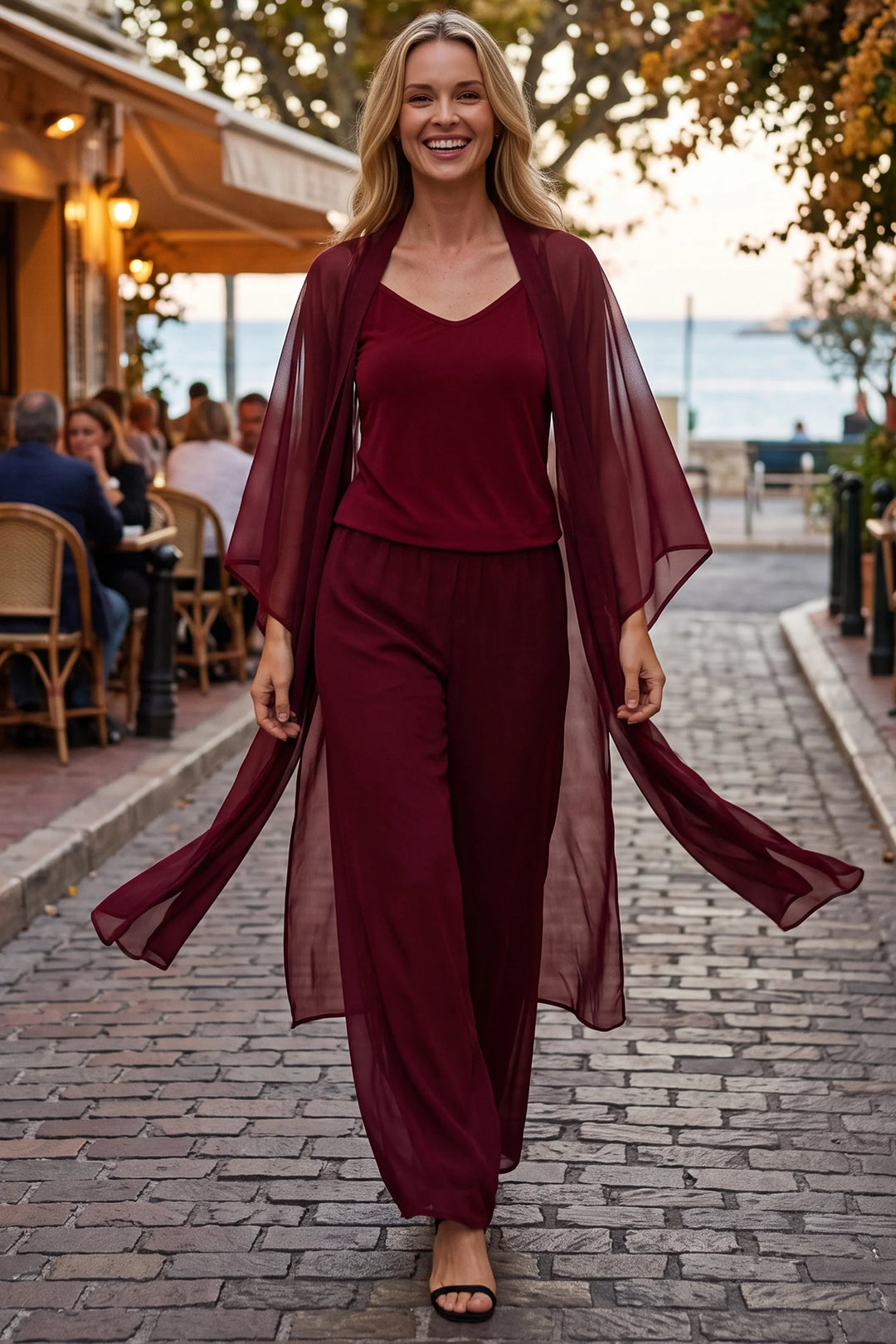 Sherry Wide-Leg Sheer Overlay Pant