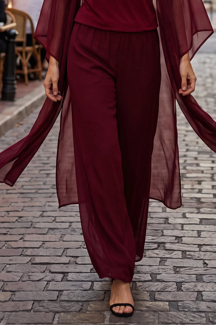 Sherry Wide-Leg Sheer Overlay Pant