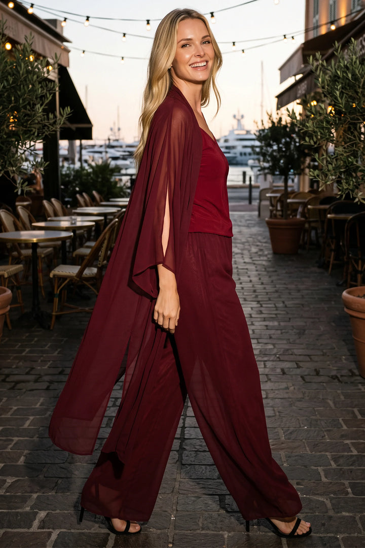 Sherry Wide-Leg Sheer Overlay Pant