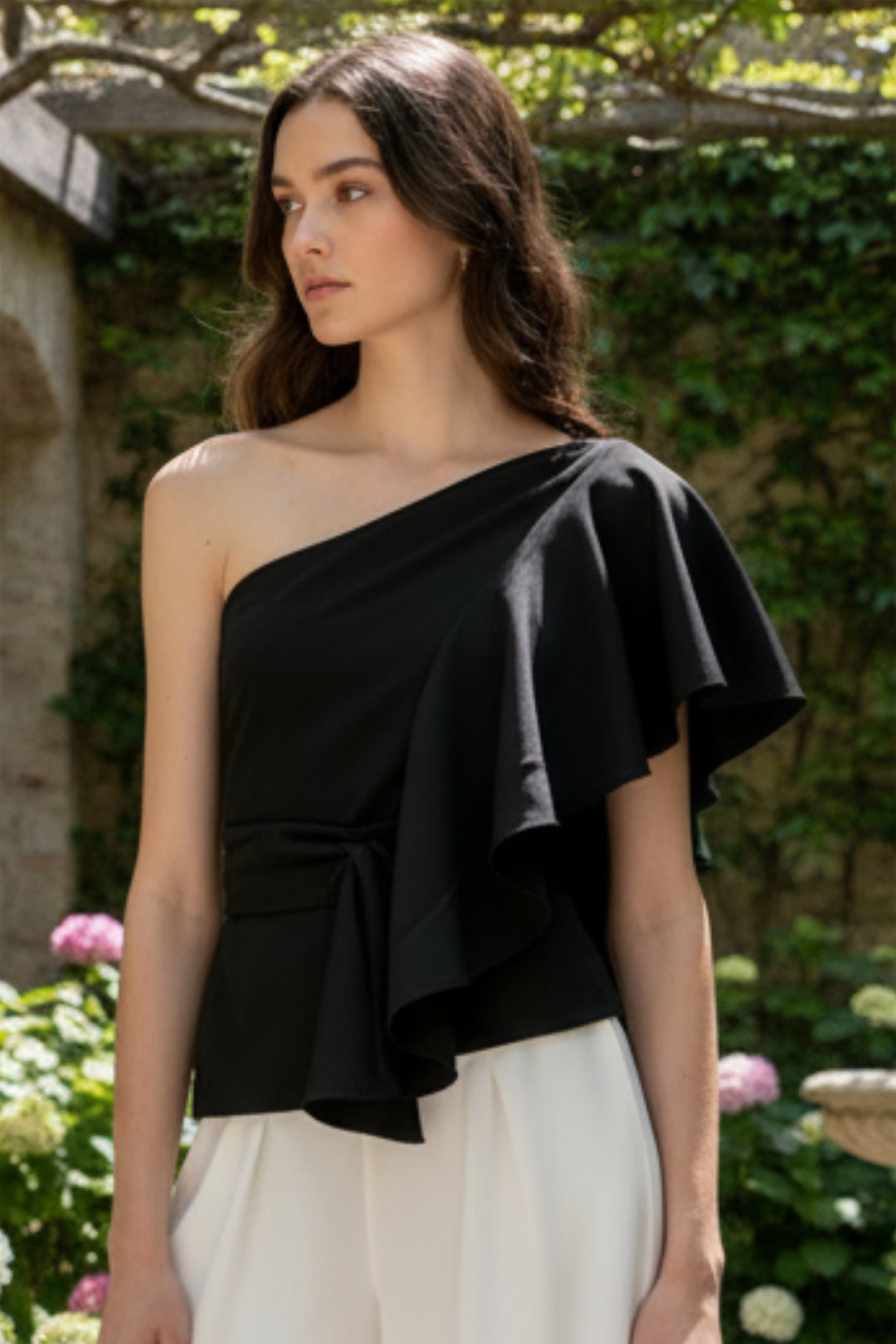 Caroline Ruffled One Shoulder Luxe Top