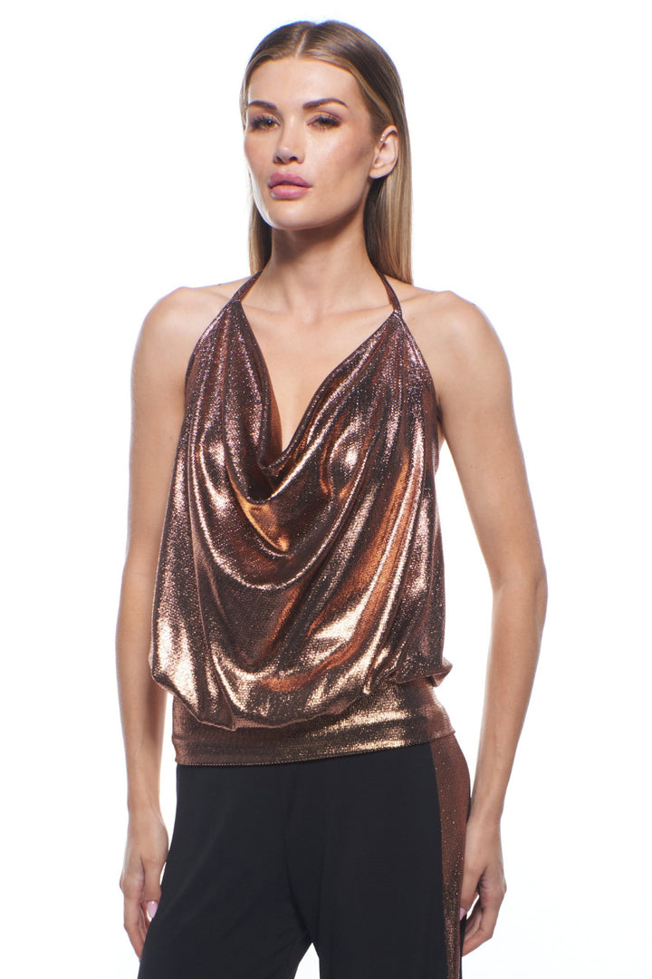 Lola Metallic Cowl Neck Top