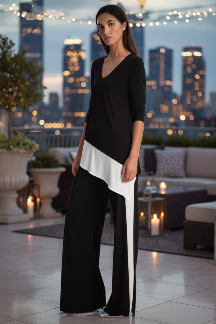 Van Colorblock V Neck Tunic Top