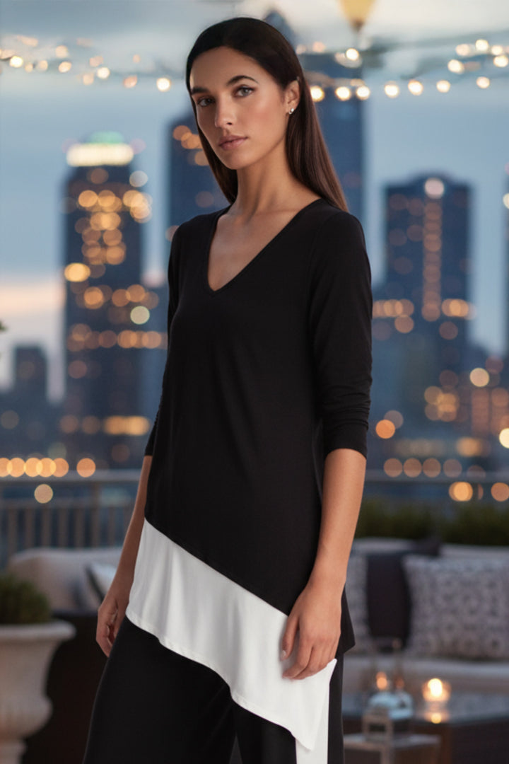Van Colorblock V Neck Tunic Top