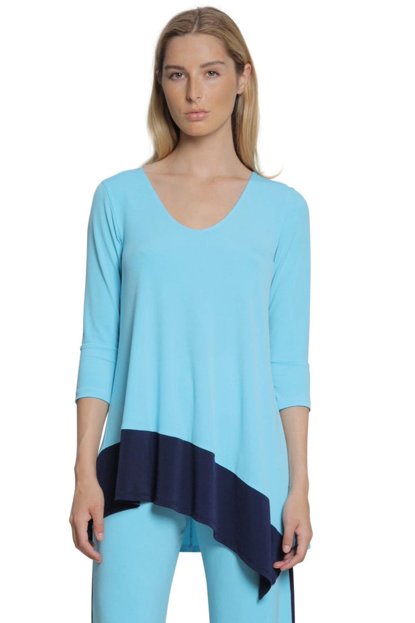 Van Colorblock V Neck Tunic Top