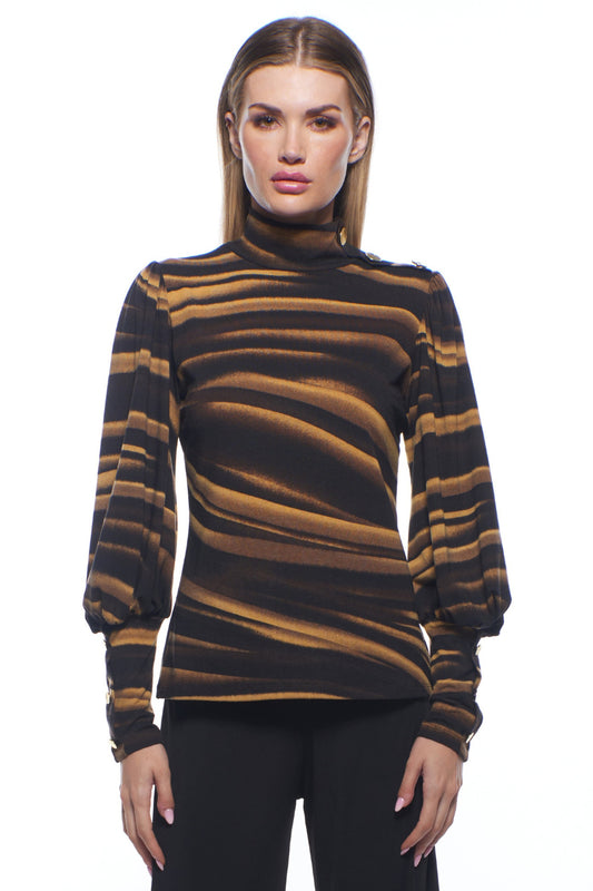 Vicky Drift Mock Neck Blouson Sleeve Top