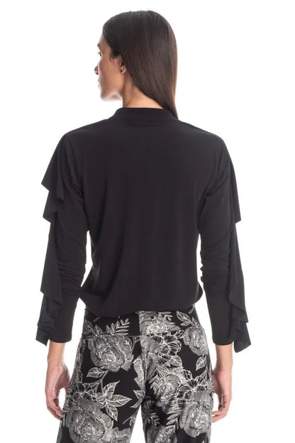 Abi Long-Sleeve Ruffle V-Neck Top