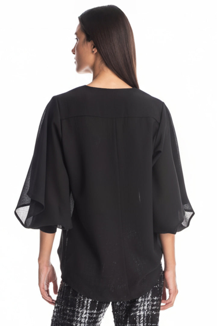 Debbie Sheer Bell-Sleeve V Neck Top