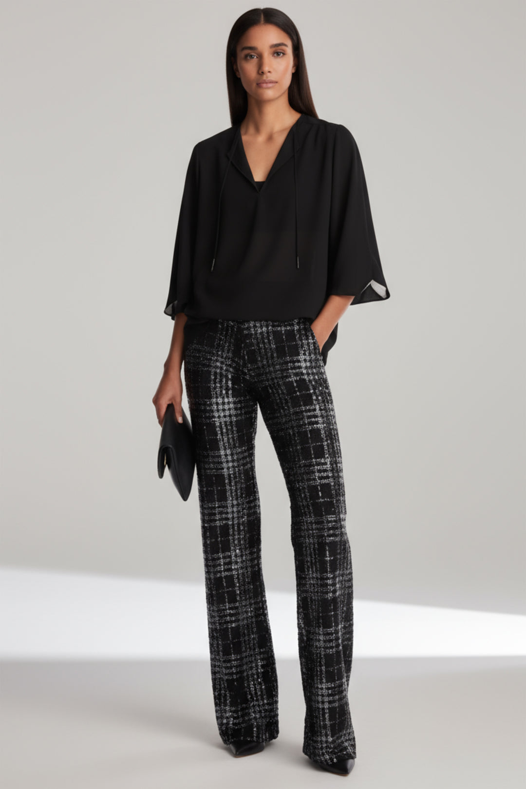 Debbie Sheer Bell-Sleeve V Neck Top