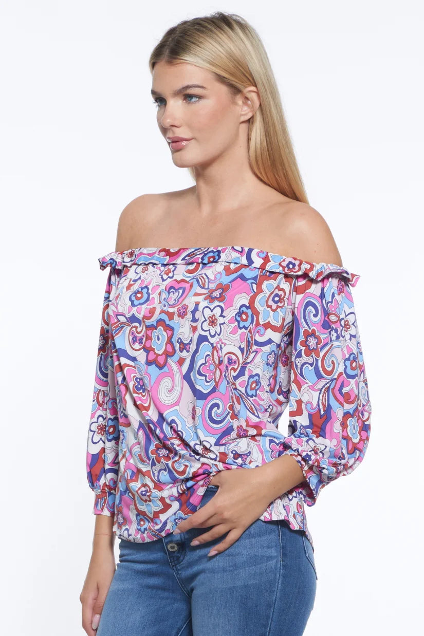 Wilson Ruffled Edge Off The Shoulder Luxe Top