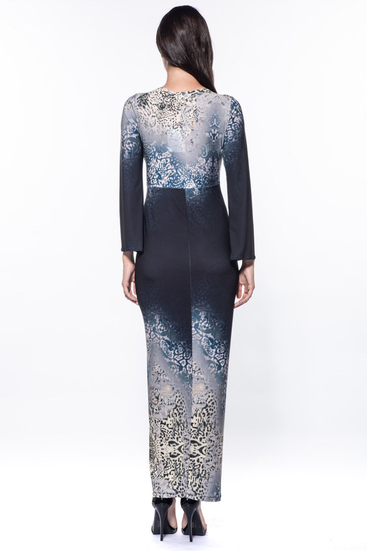 Lariza Cavali Print Tie Front Maxi Dress