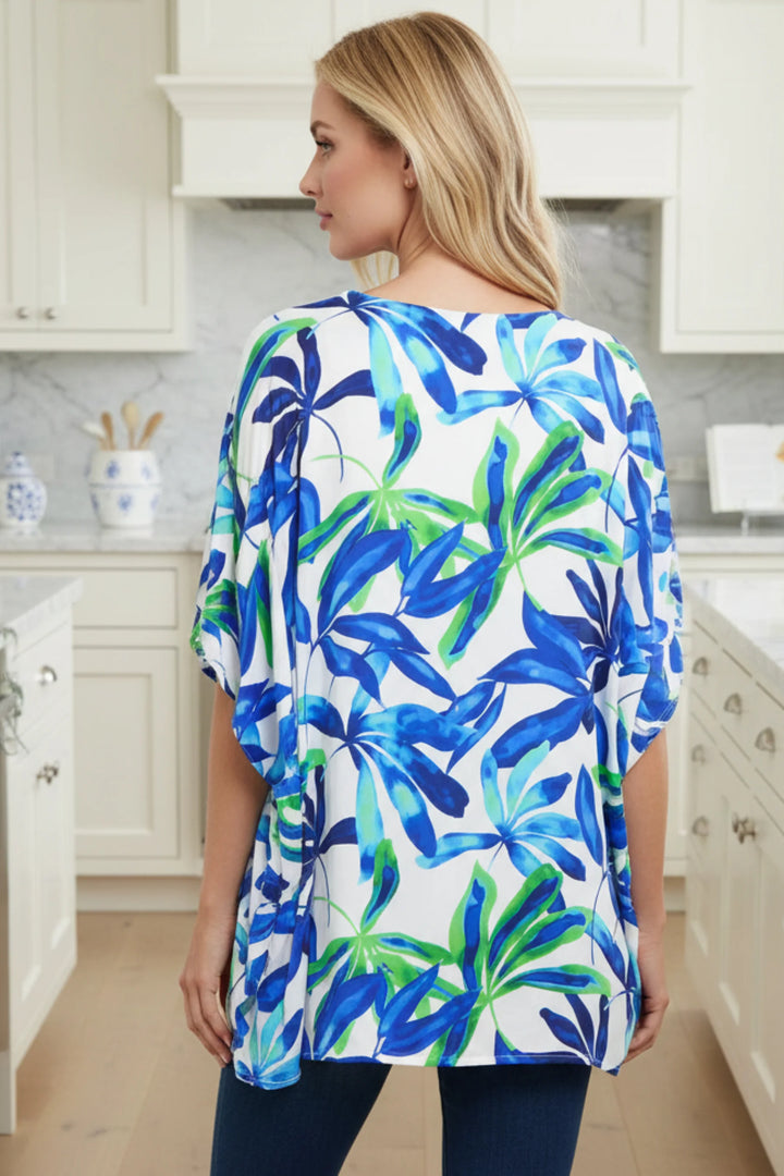 Back view of Jason Kaftan Top showing asymmetrical hem and flow