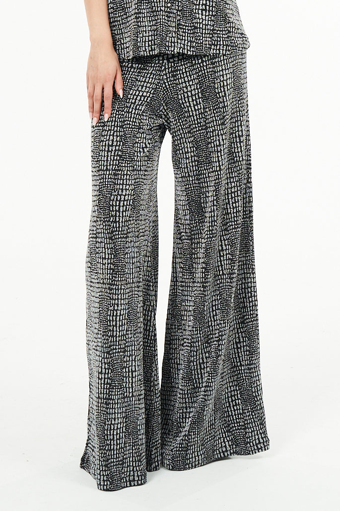Tara Wide Leg Silver Snake Pants