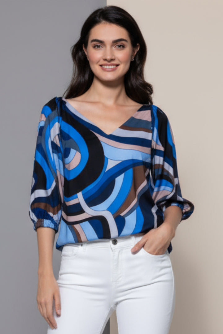 Glass Relaxed V Neck Drape Top