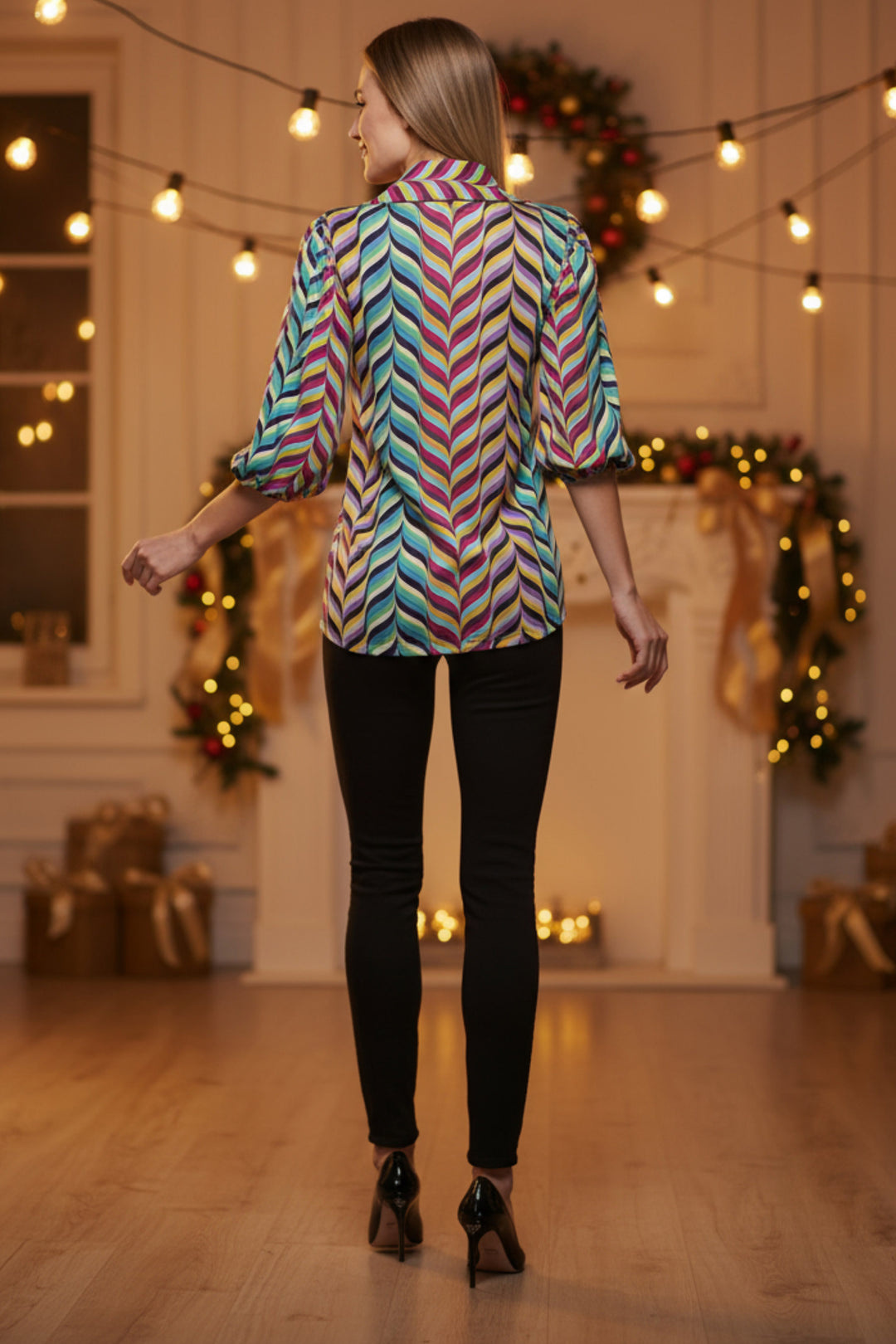 Heidi Button Down Puff Sleeve Blouse | Julian Chang