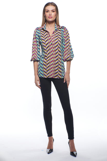 Heidi Button Down Top Puff Sleeve Top