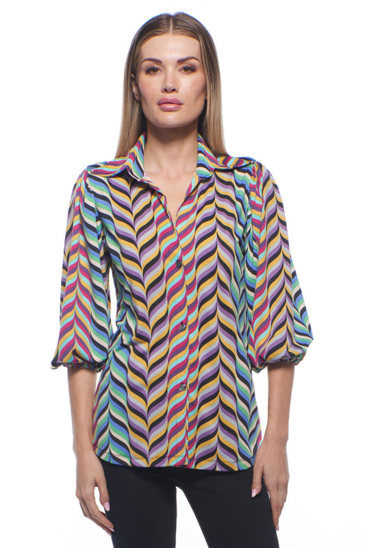 Heidi Button Down Top Puff Sleeve Top