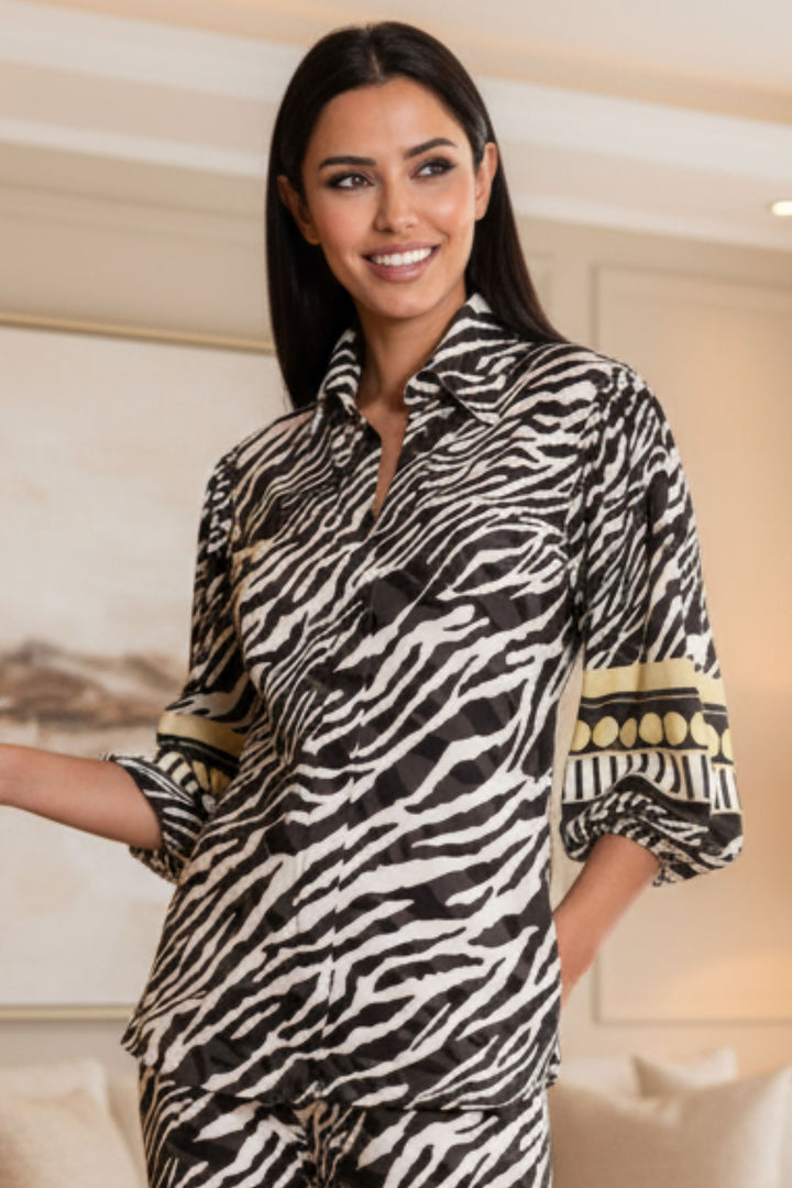 Heidi Button Down Puff Sleeve Blouse | Julian Chang