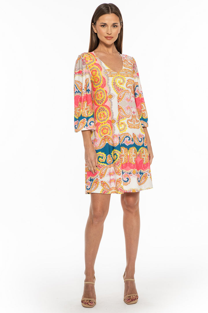 Jane Printed V Neck Cocktail Dress