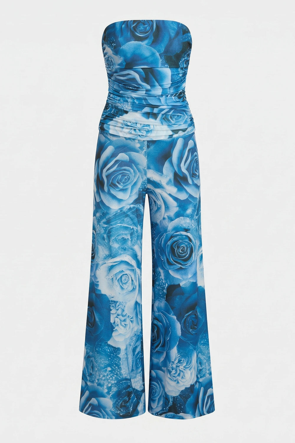 Chris Jumpsuit Porto Print front view blue floral wide leg jumpsuit
