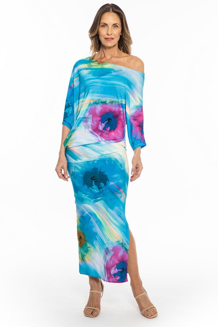 Mariel Asymmetrical Off The Shoulder Midi Dress