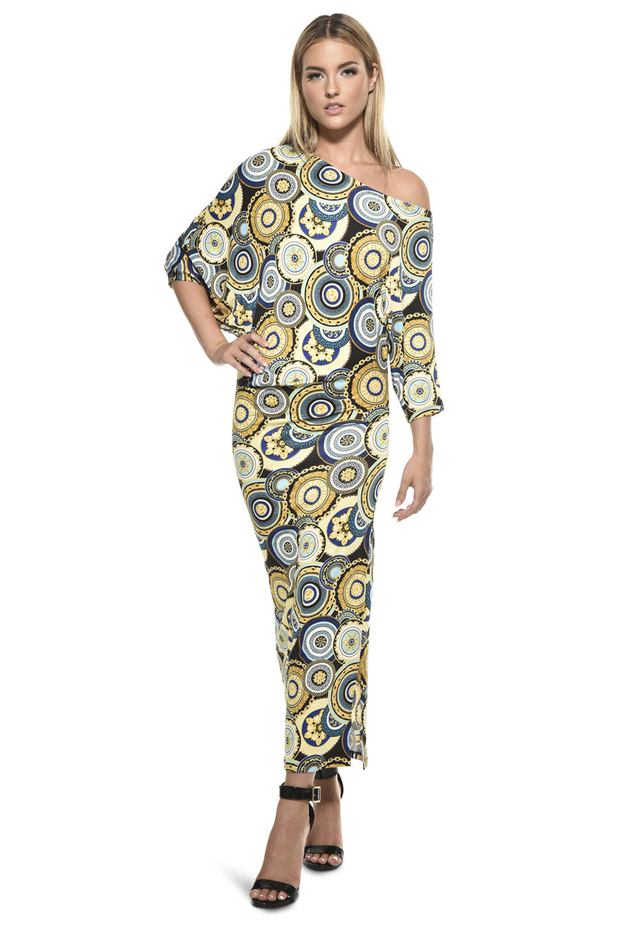 Mariel Asymmetrical Off The Shoulder Midi Dress