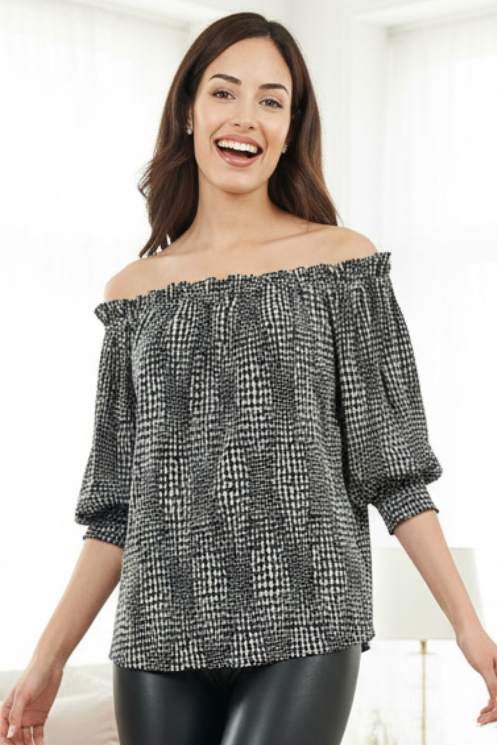 Gaby Off The Shoulder Silver Snake Top | Julian Chang