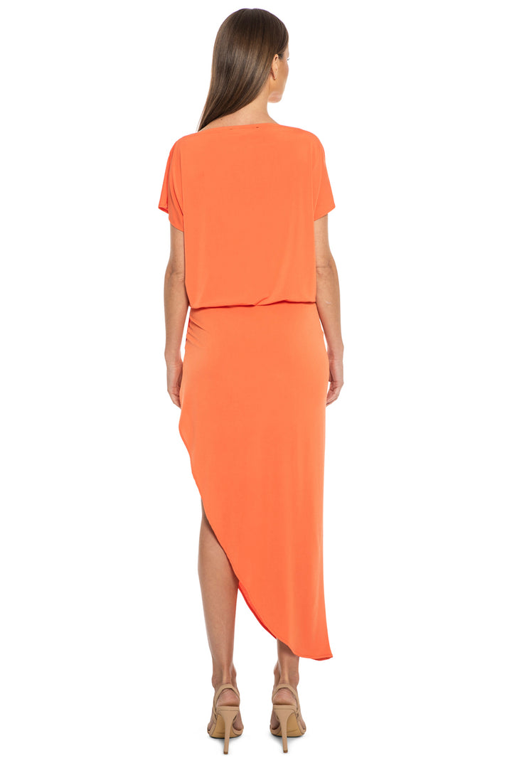 Rina Asymmetric Hem Orange Dress