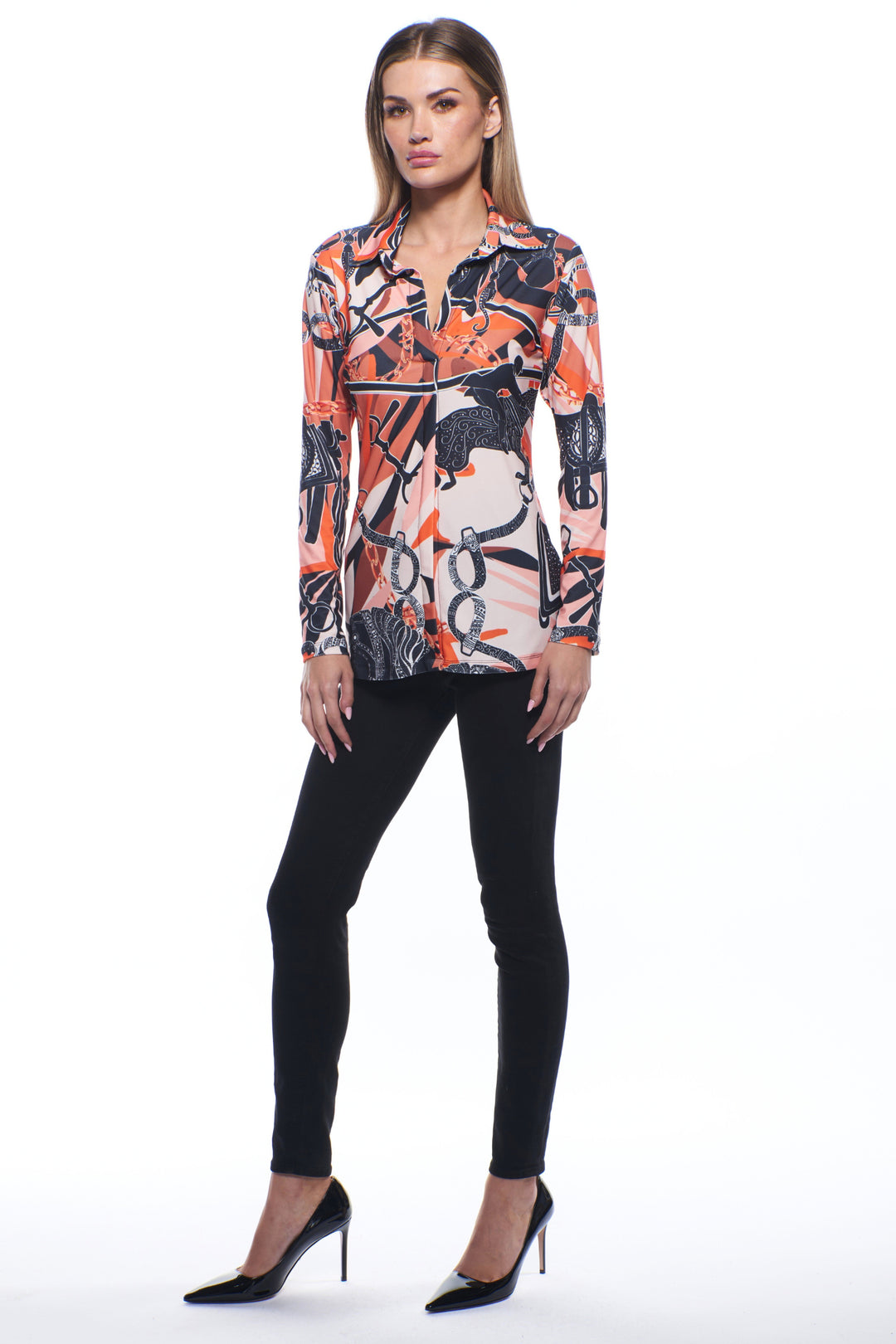 Anderson Collared V-Neck Statement Top