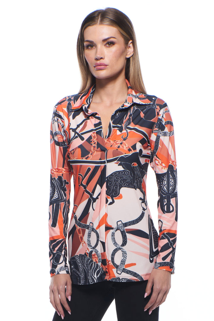 Anderson Collared V-Neck Statement Top