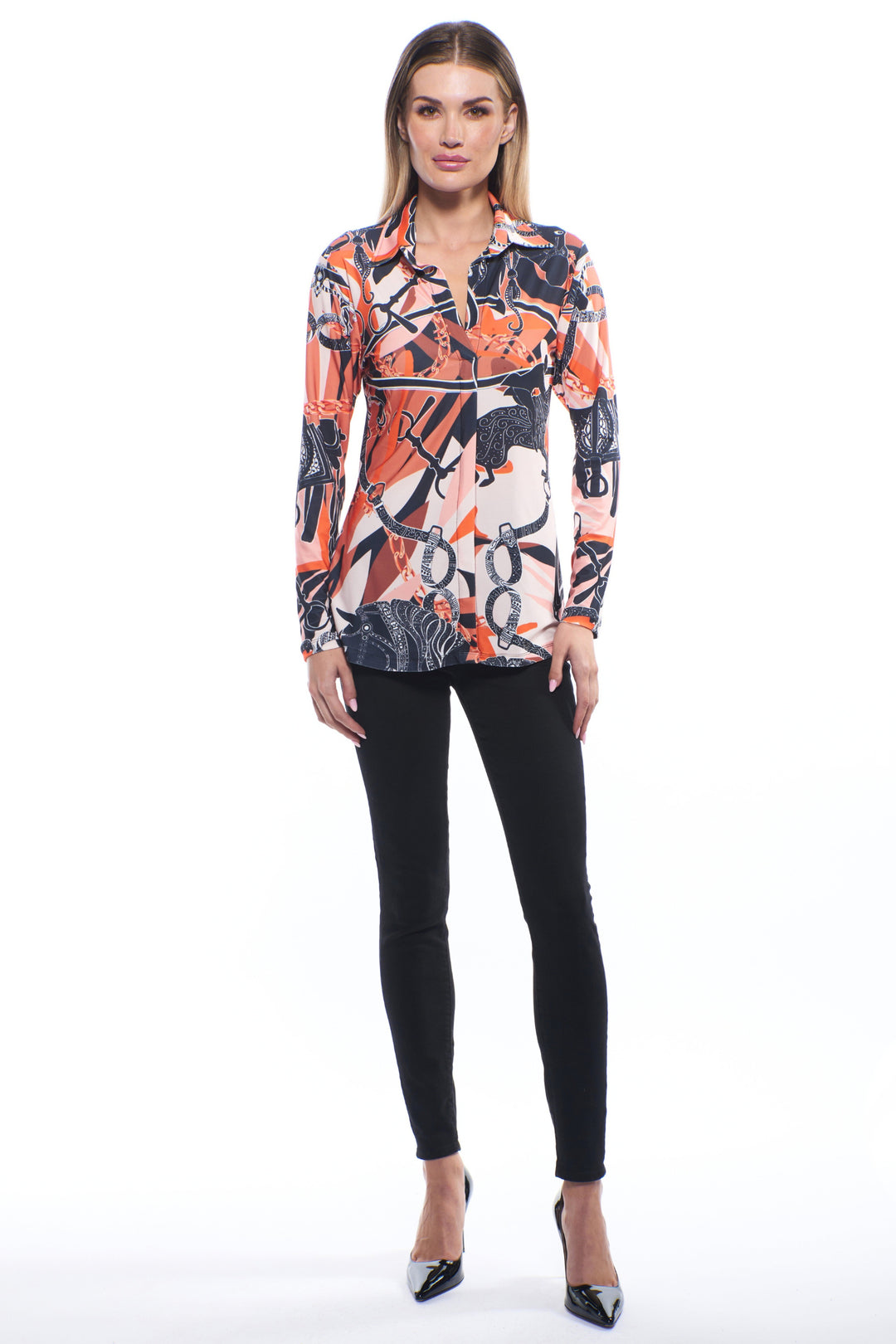 Anderson Collared V-Neck Statement Top