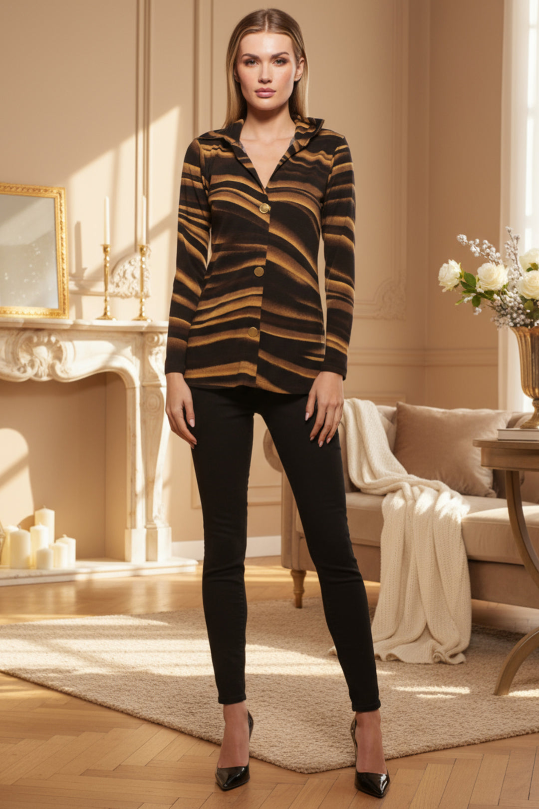 Anderson Collared V-Neck Drift Top | Julian Chang