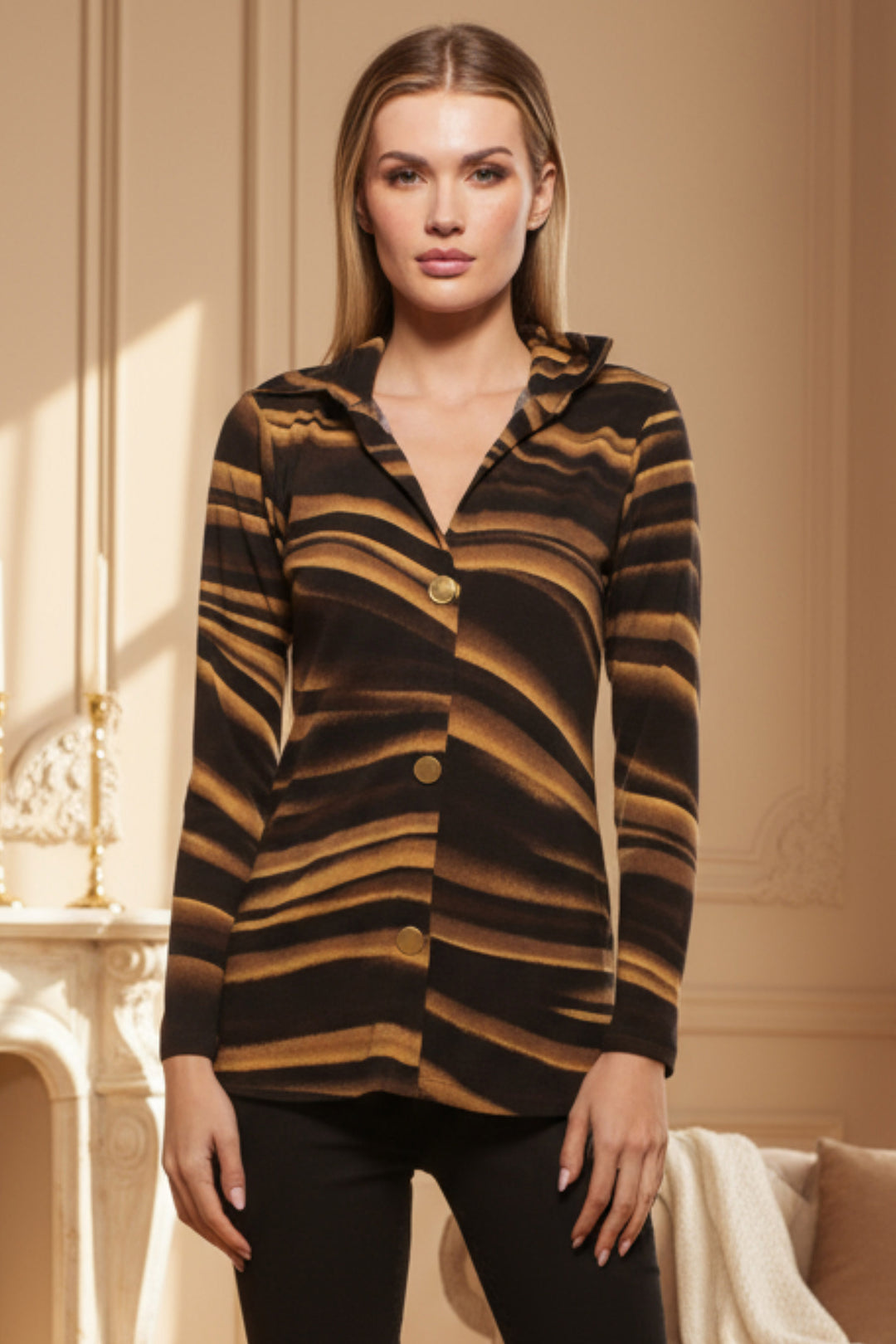 Anderson Collared V-Neck Drift Top | Julian Chang