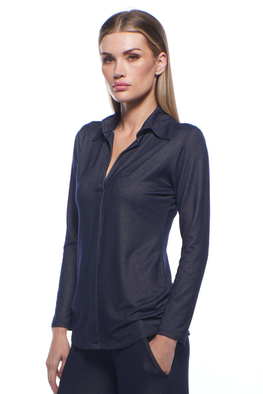 Anderson Collared V-Neck Top