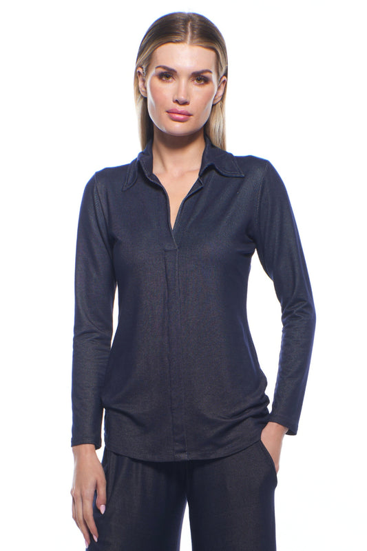 Anderson Collared V-Neck Top