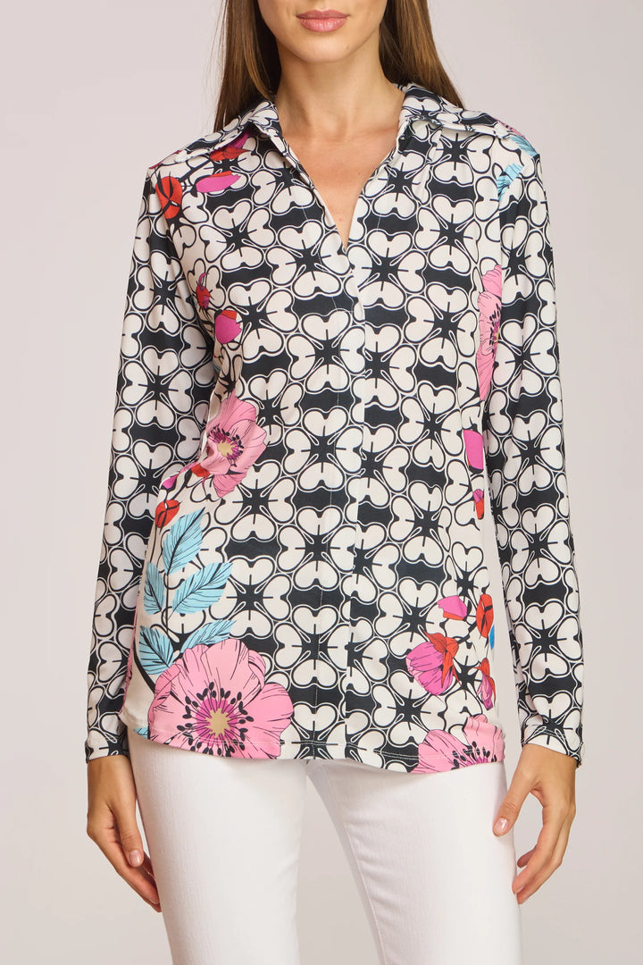 Anderson Collared V-Neck Statement Top