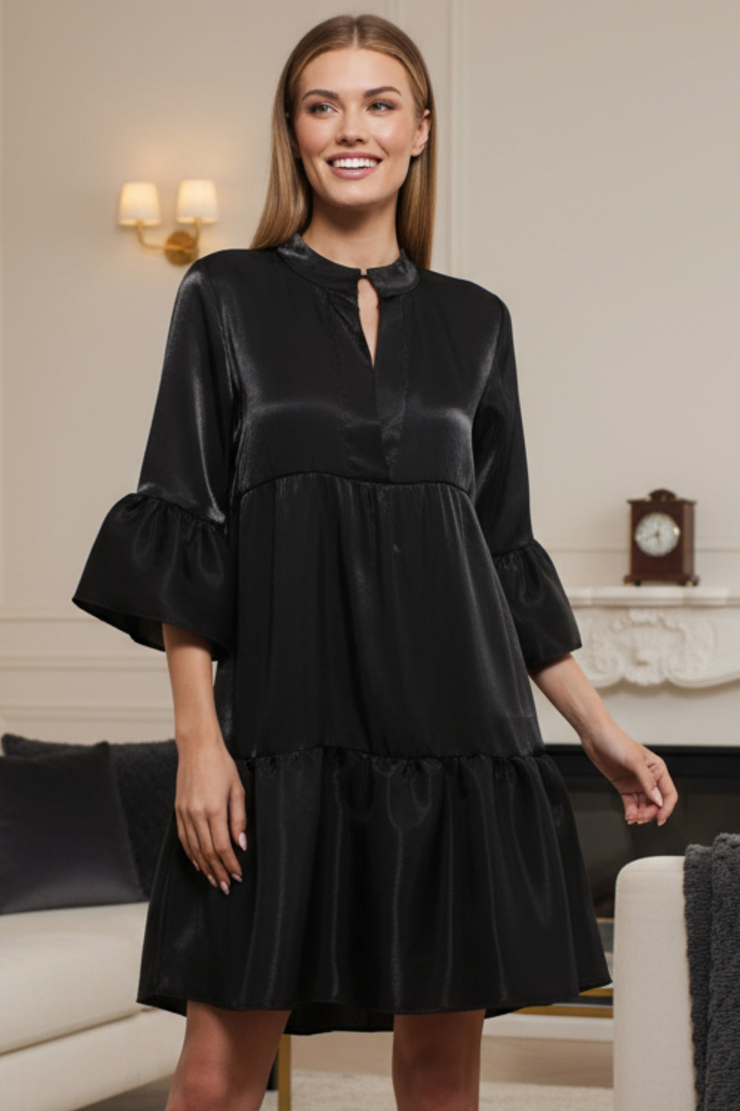 Ina Tiered Metallic Mini Dress