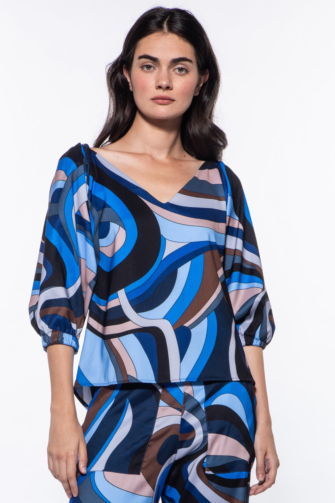 Glass Relaxed V Neck Drape Top