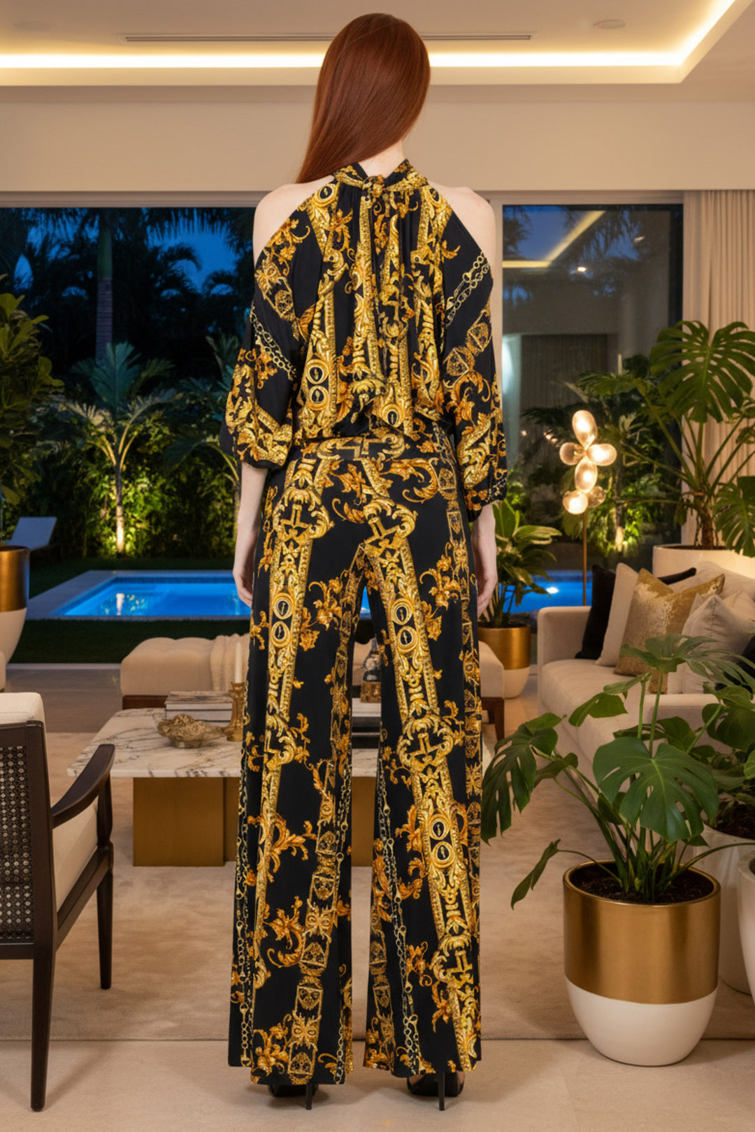 Luxe Halter Tie Wide Leg Jumpsuit