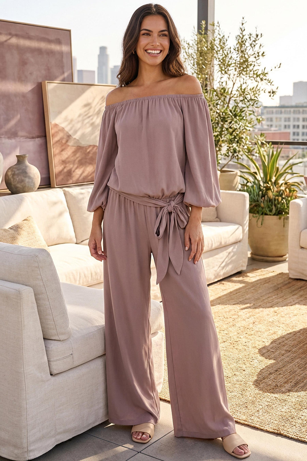 Luna Off the Shoulder Tie Hem Top