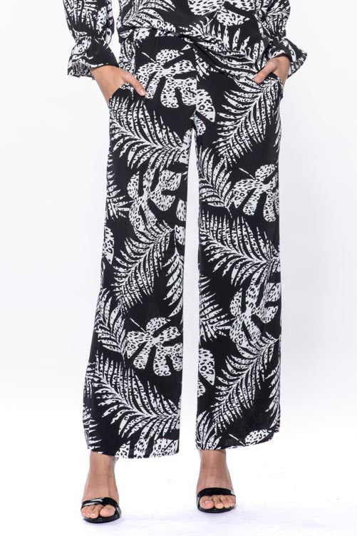 Cole Palm Print Wide Leg Pant
