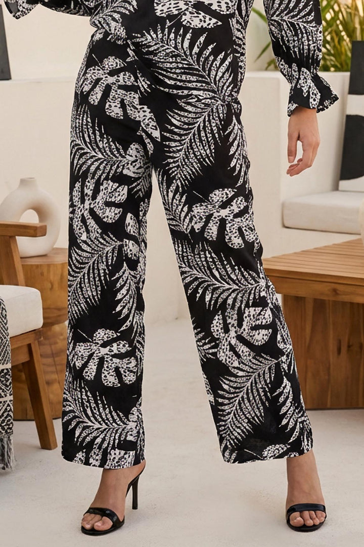 Cole Palm Print Wide Leg Pant