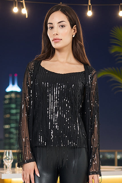 Clover Fringe Sequin Tank Top