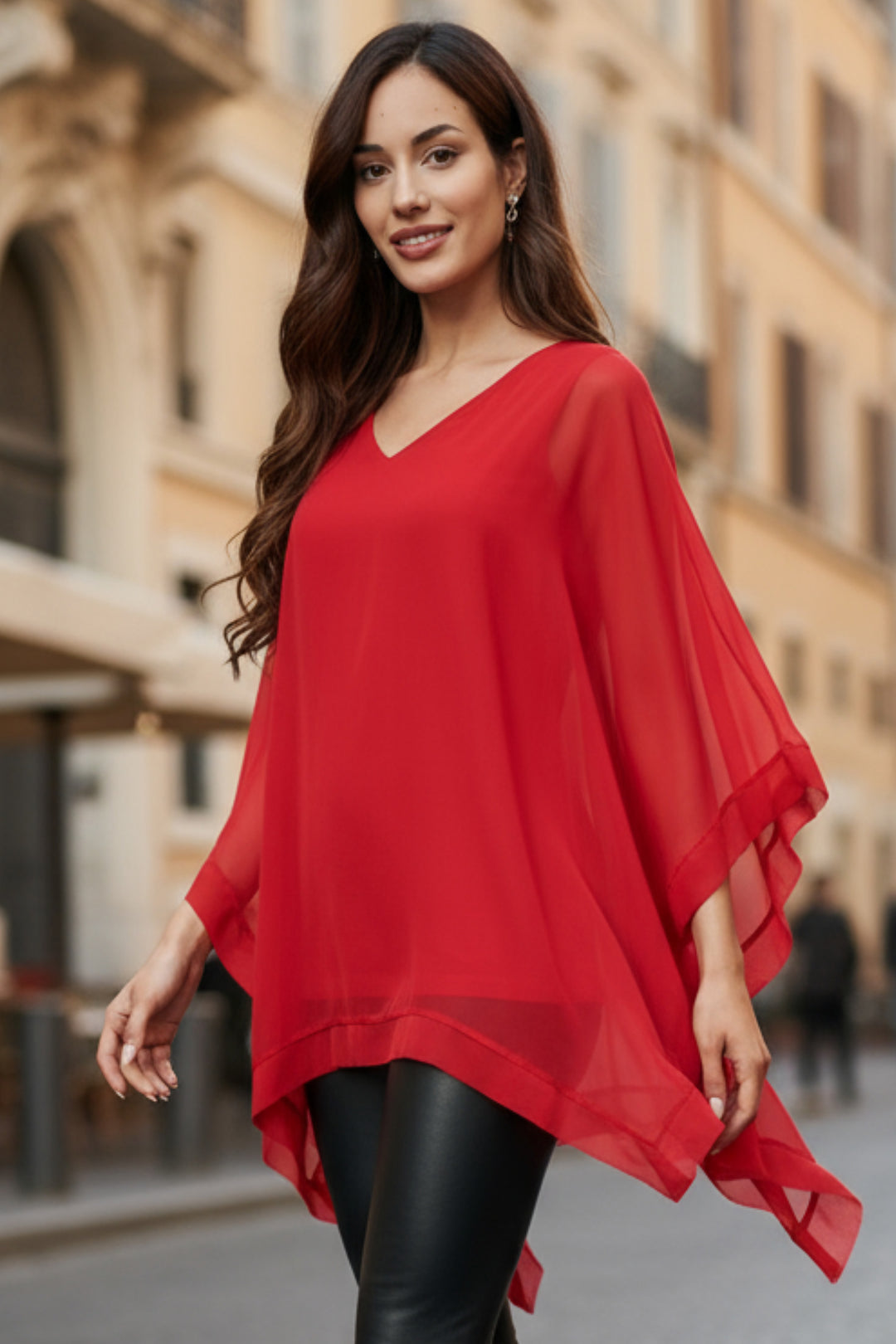 Penelope Sheer Asymmetrical Caftan Top | Julian Chang