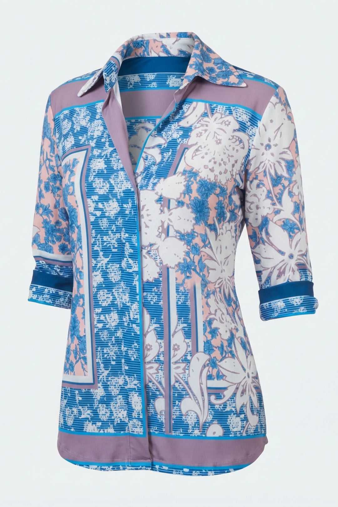 Tomas Liberty Print Collared V Neck Top