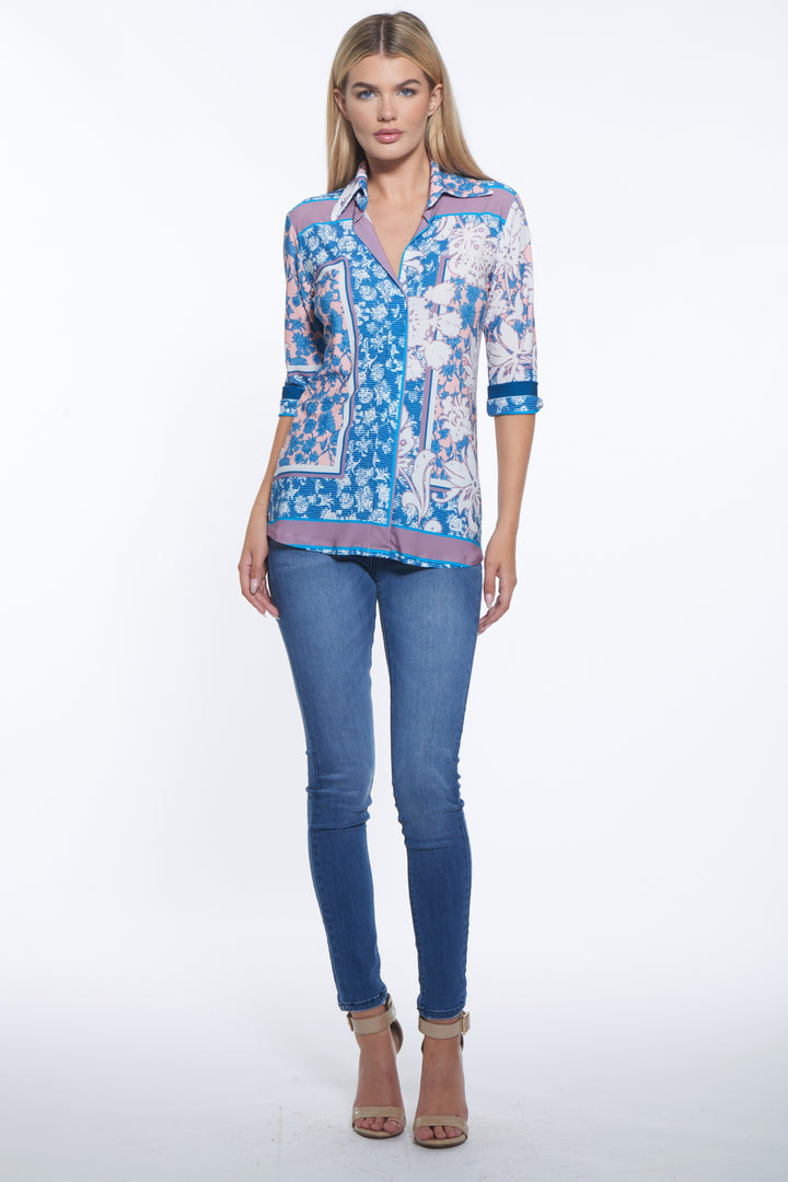 Tomas Collared V-Neck Top