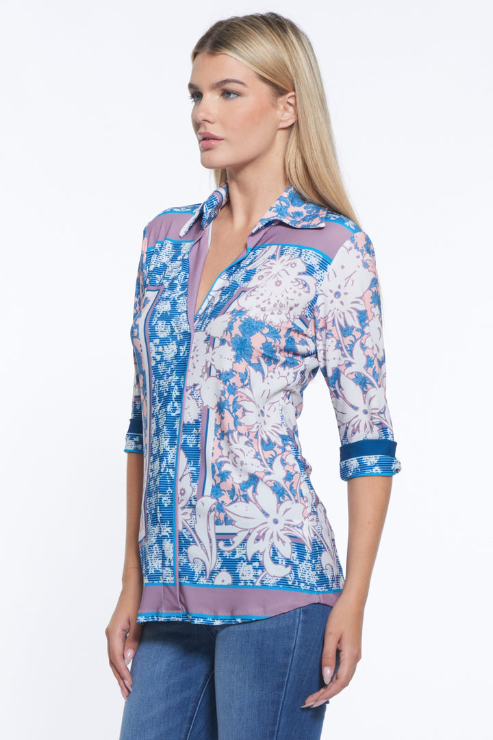 Tomas Collared V-Neck Top