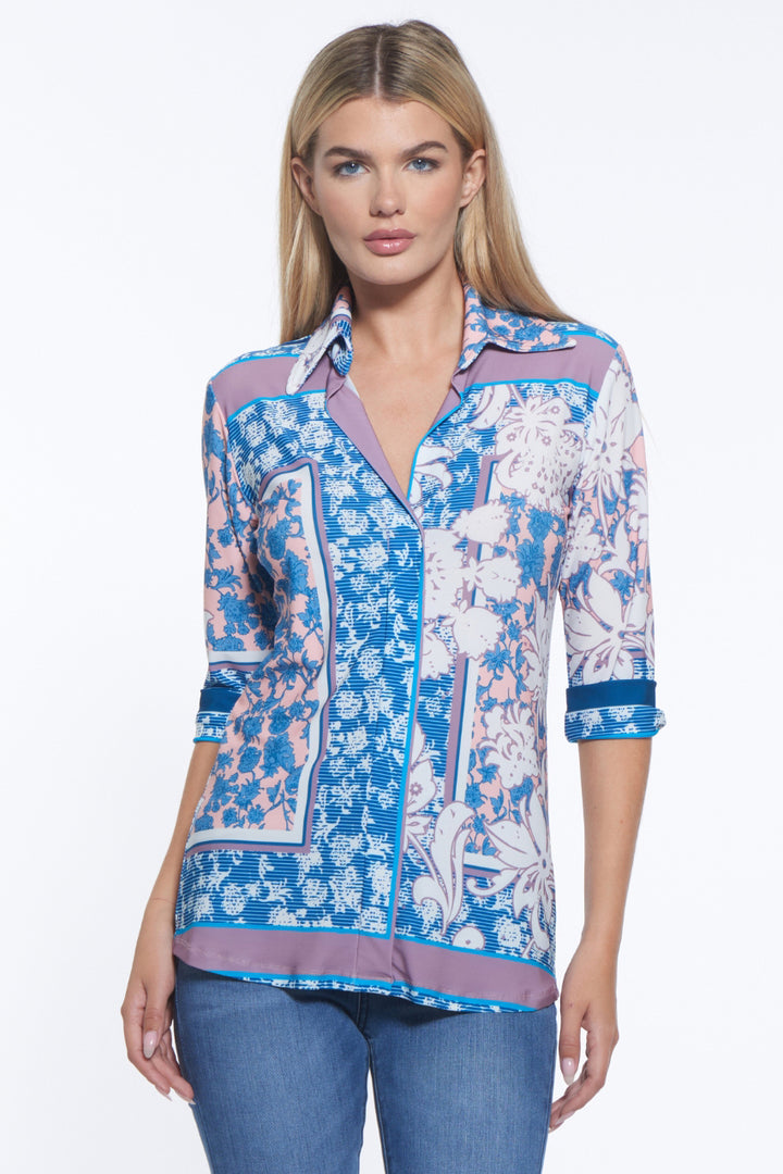 Tomas Collared V-Neck Top