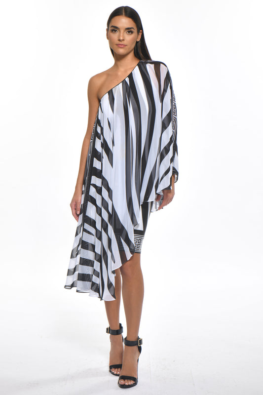 Clarissa One-Shoulder Zebra Dress